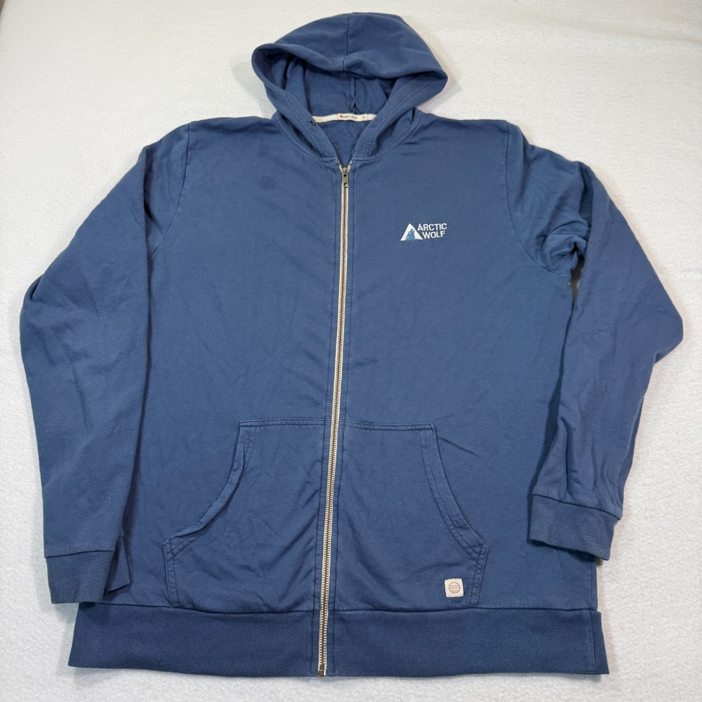 Marine Layer Hoodie Men Extra Large Blue‎ Arti Wolf Logo Full Zip